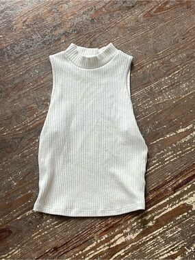 Old Navy Ribbed Mock Neck Sleeveless Tank - White